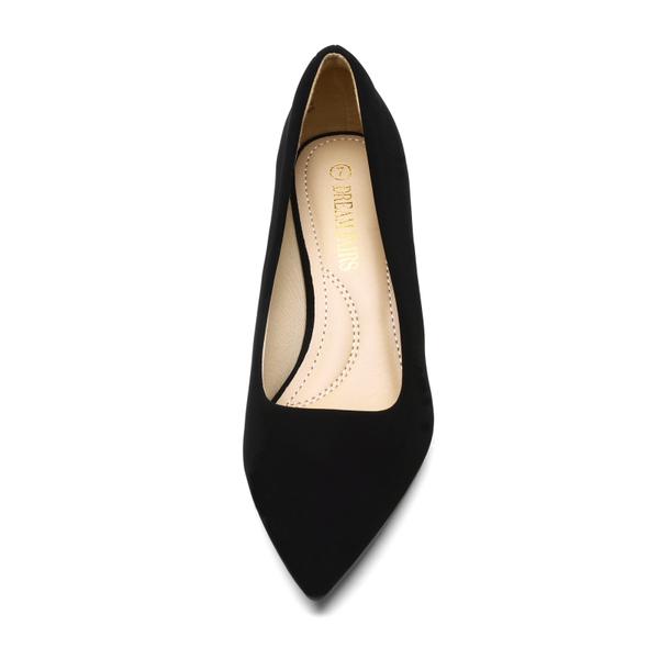 Kitten Heel Pointed Toe Pumps - BLACK NUBUCK - 2